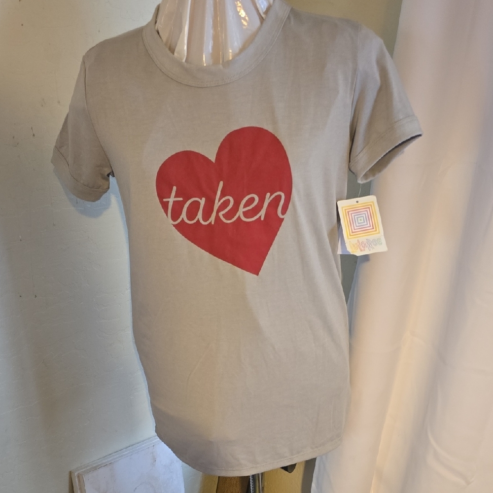 LuLaRoe Light Gray Tee with Red Heart
